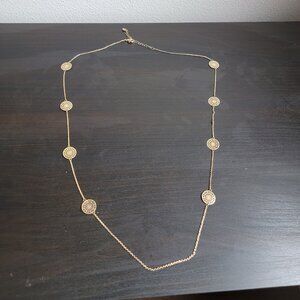 Long Gold Toned Medallion Necklace